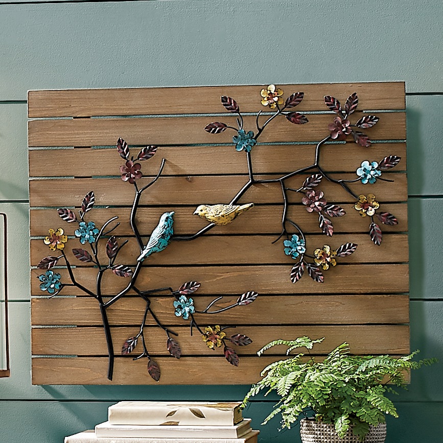 Birds in Tree Wood & Metal Wall Art