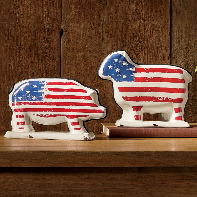 Patriotic Ceramic Farm Animal Statue