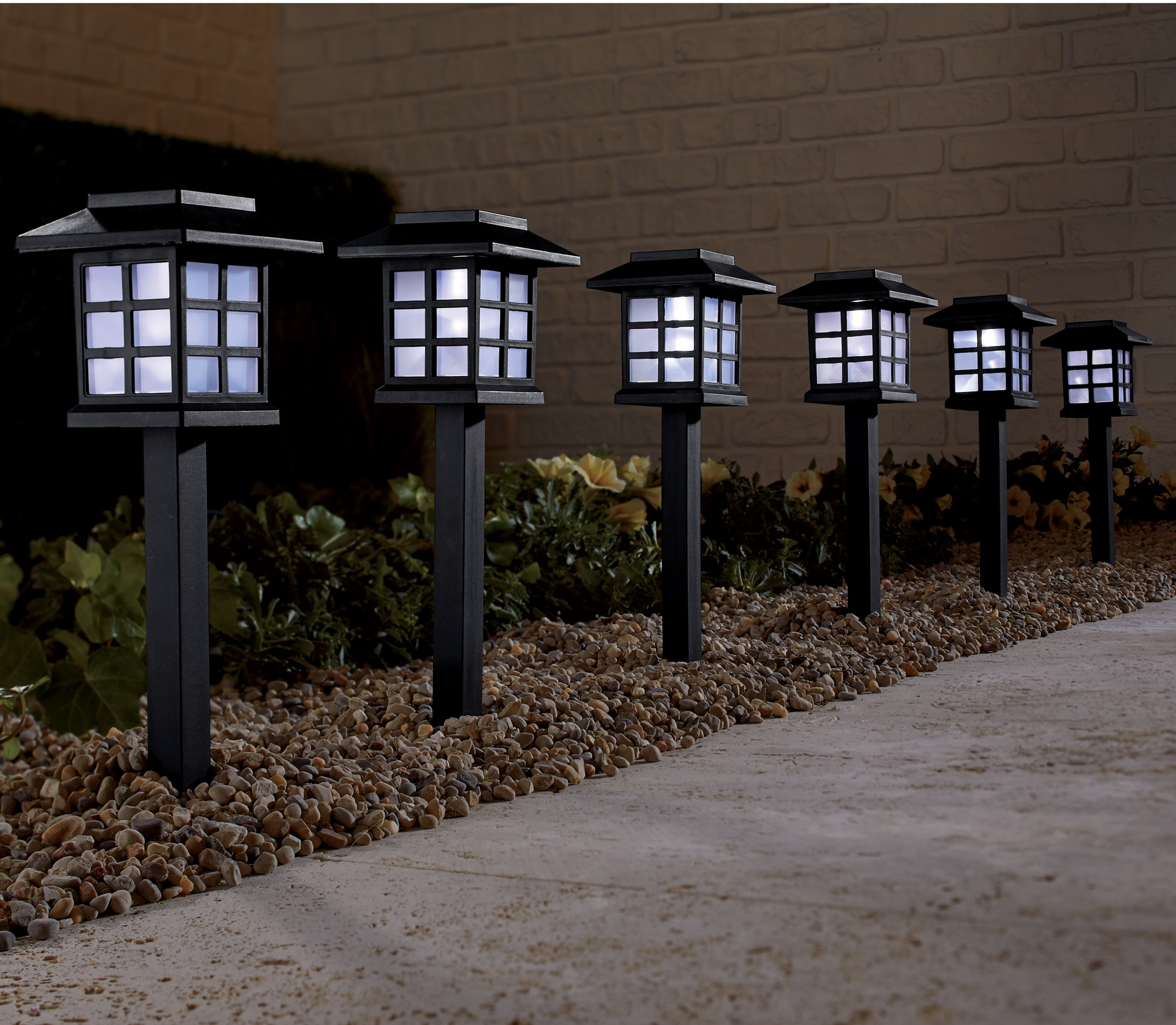 6-Piece Classic Lantern Solar LED Pathway Light Set