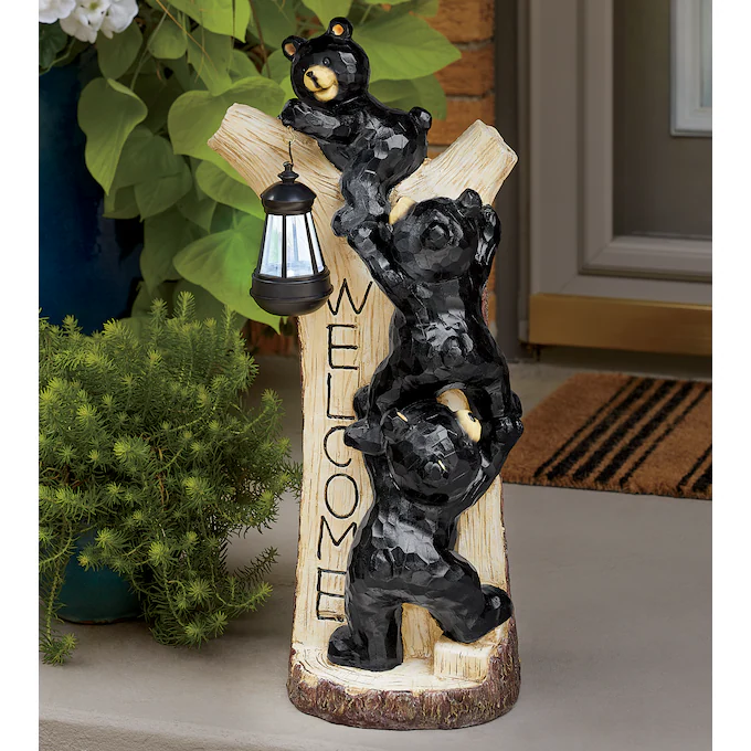 Solar Welcome Bear Statue