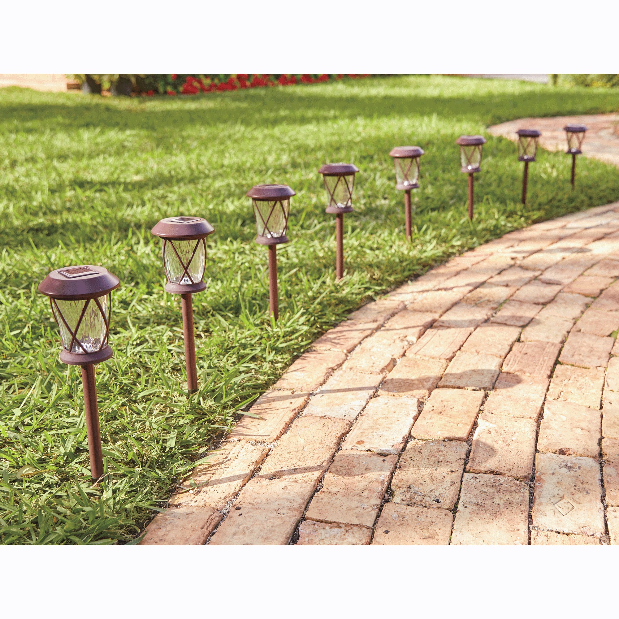 Set of 8 Solar Glass Pathway Stakes