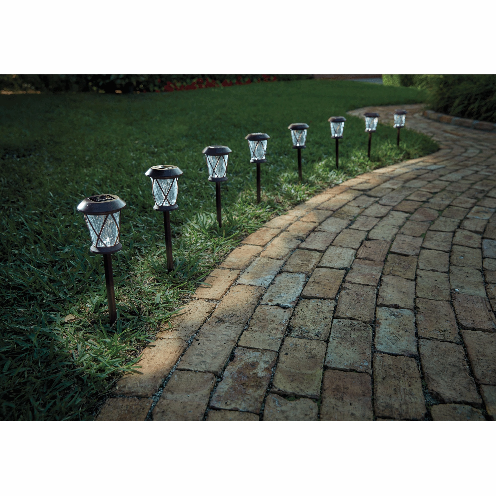 Set of 8 Solar Glass Pathway Stakes