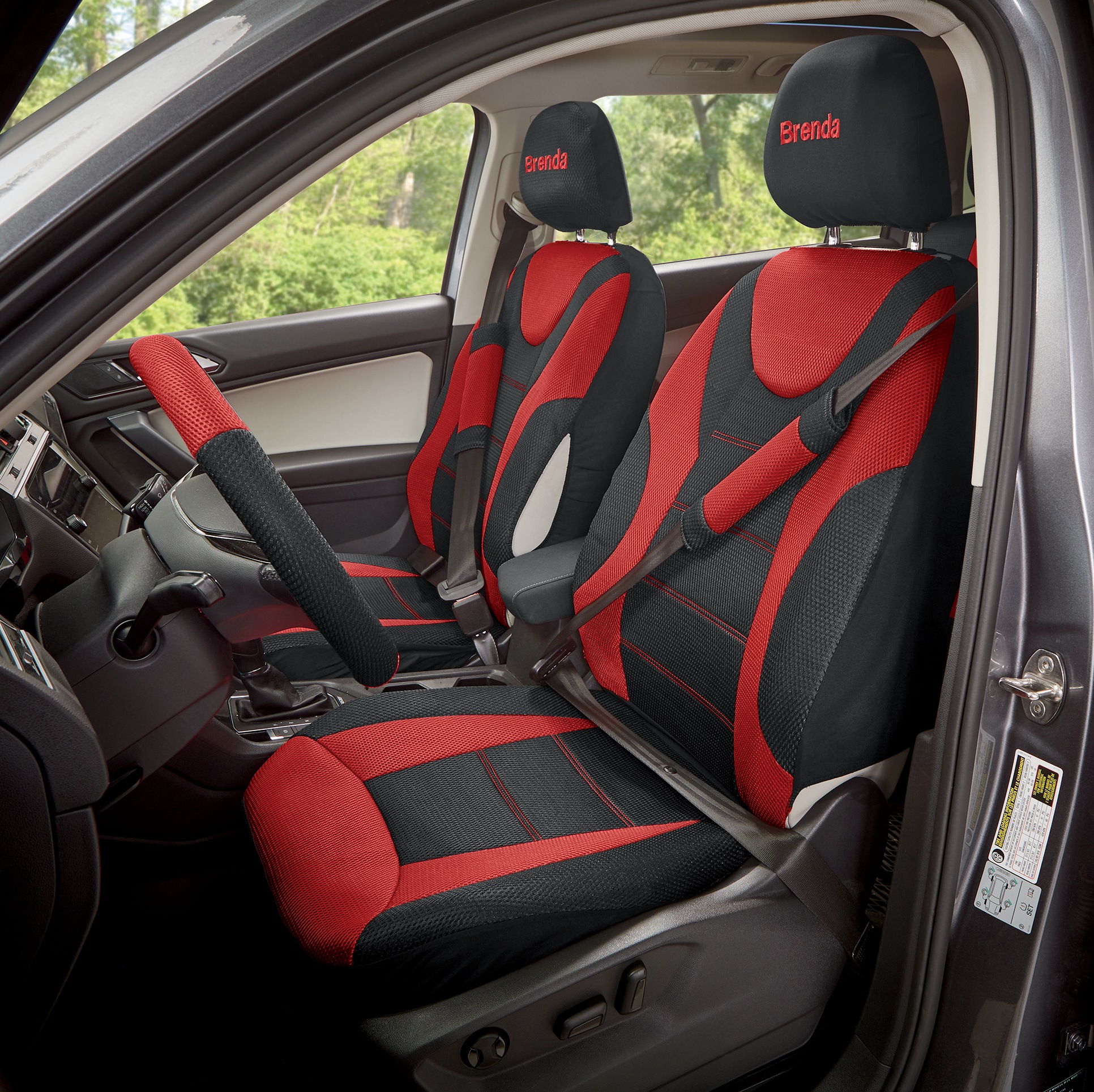 14-Piece Car Seat Cover Set - Universal Fit with Steering Wheel and Belt Covers