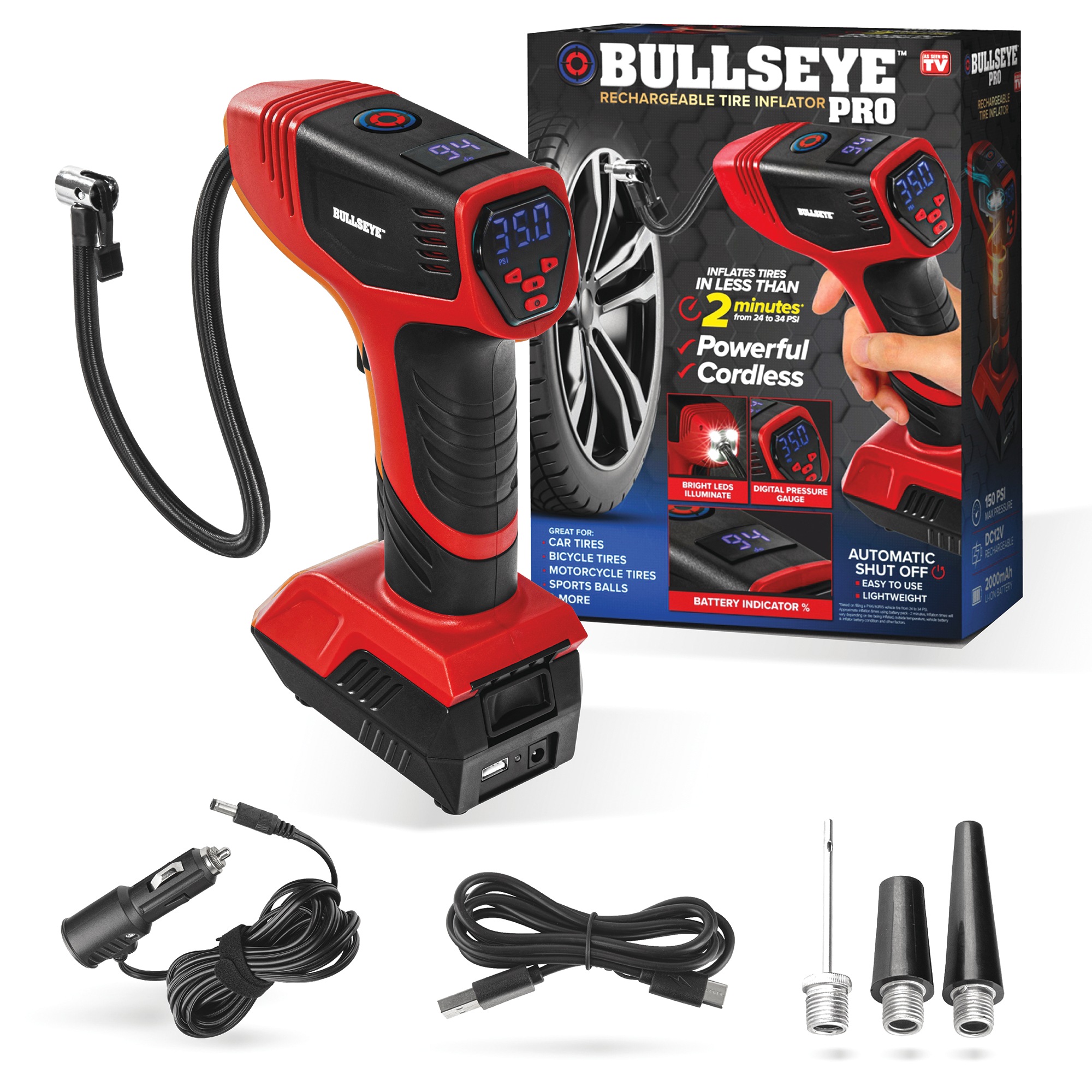 Bullseye Pro Rechargeable Tire Inflator