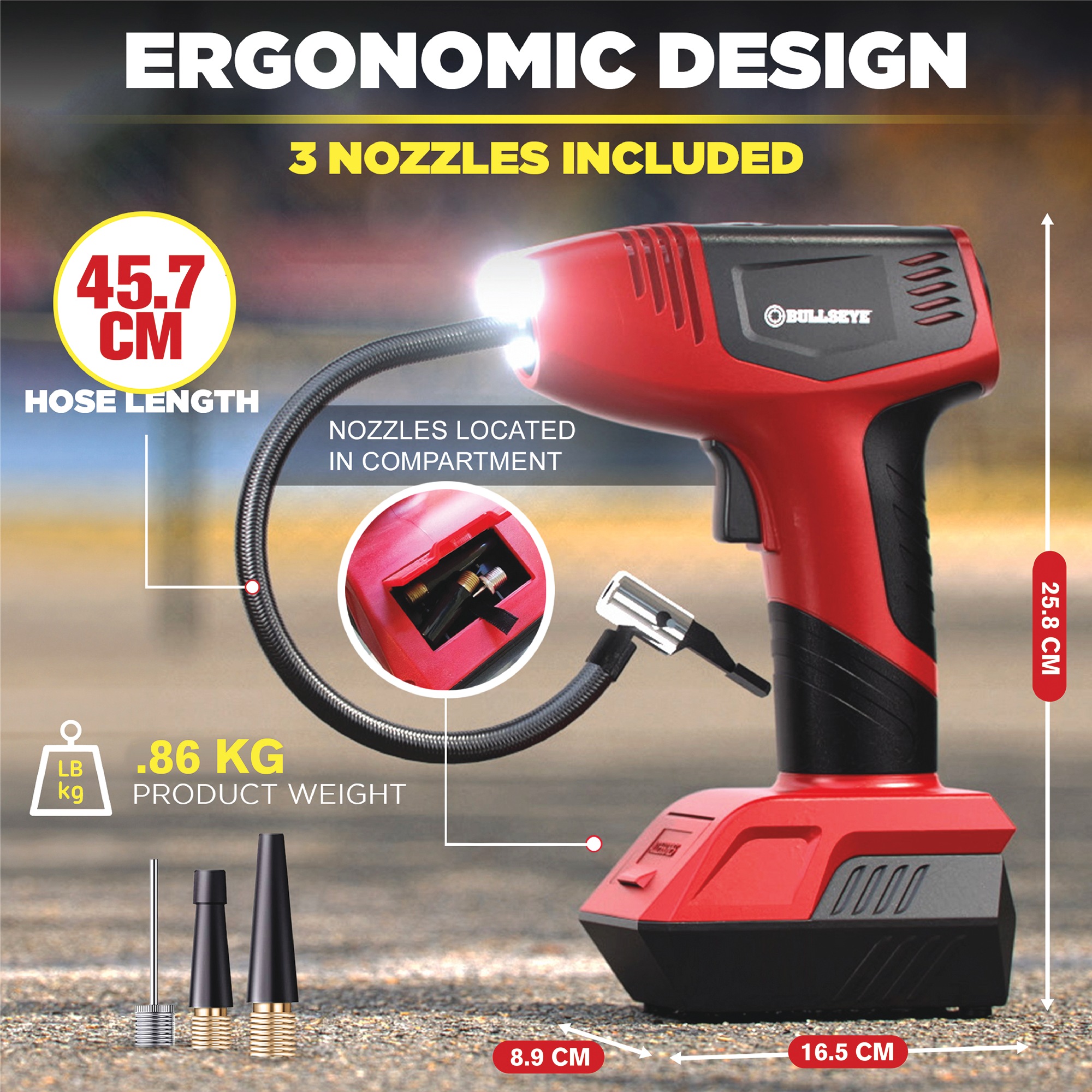 Bullseye Pro Rechargeable Tire Inflator