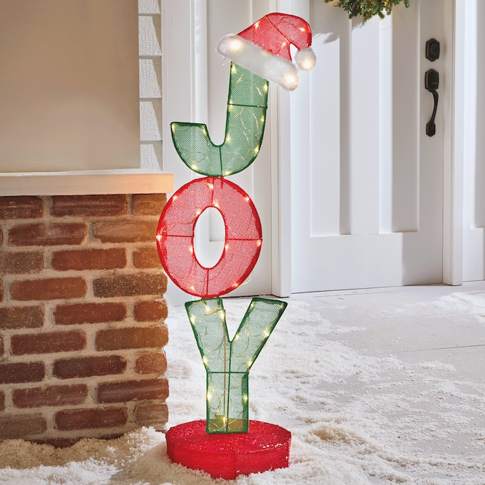 Lit Joy Sign with Hat