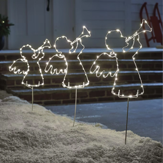 Set of 3 Lit Angel Stakes Outdoor Holiday Décor