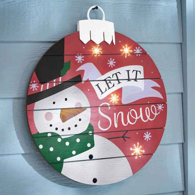 Lit Let It Snow Porch Sign