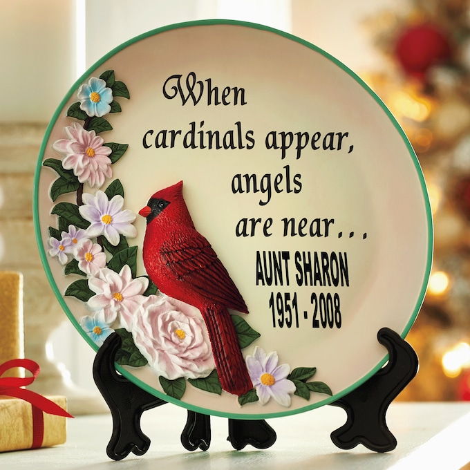 Cardinal Memorial Plate With Stand
