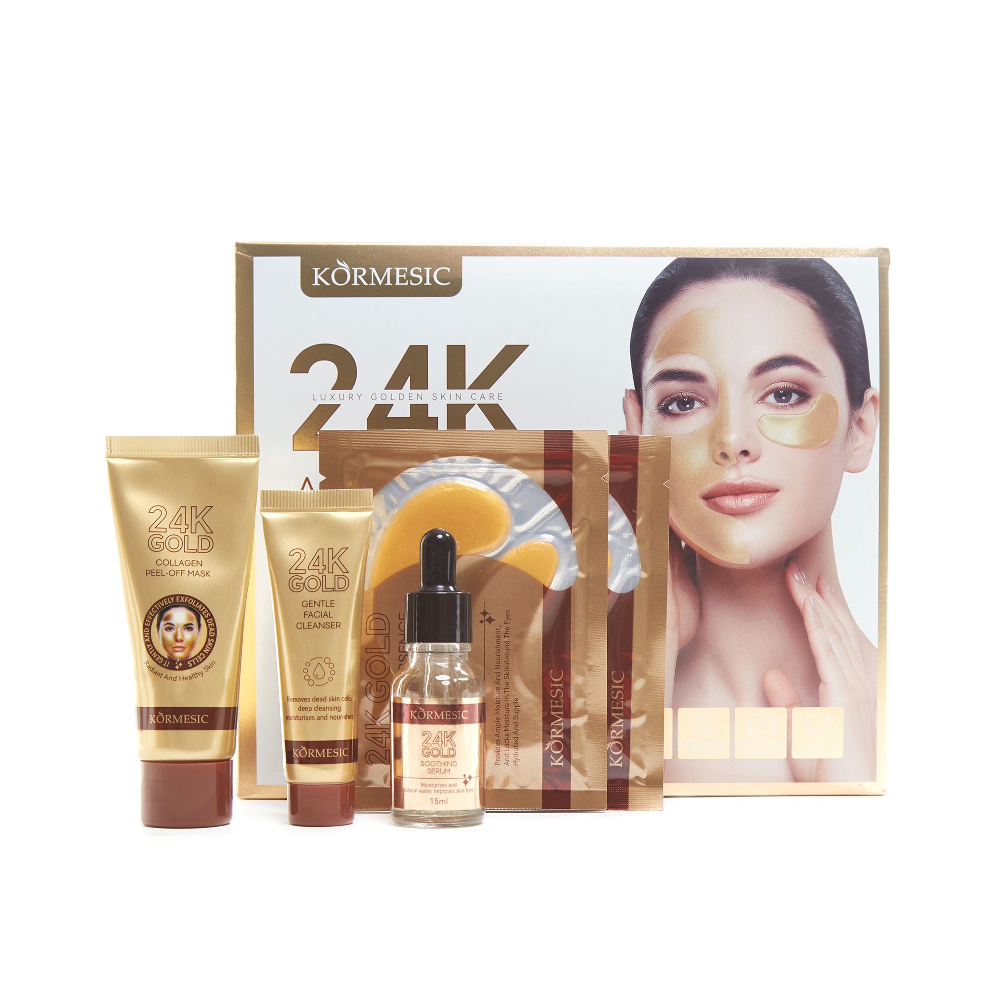 24K Gold Anti-Aging Brightening 4-Piece Set