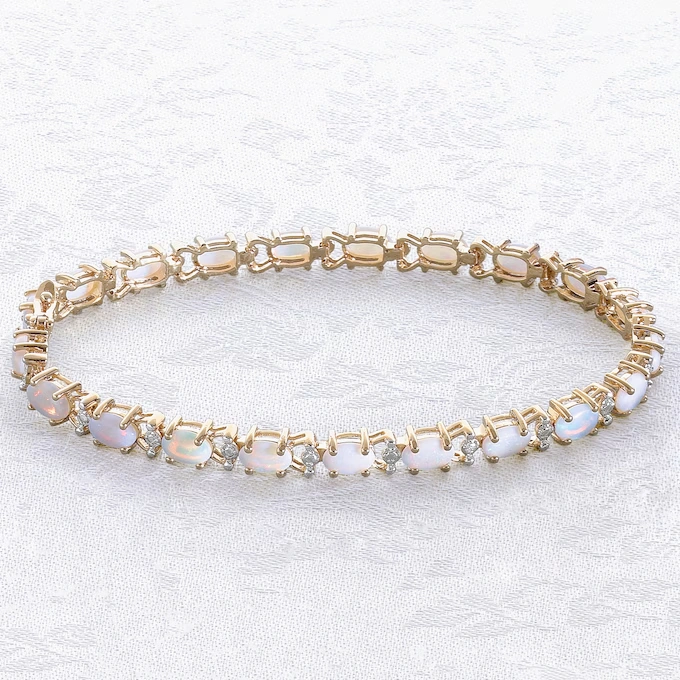 Genuine Opal & Diamond Tennis Bracelet 1 Genuine Opal & Diamond Tennis Bracelet