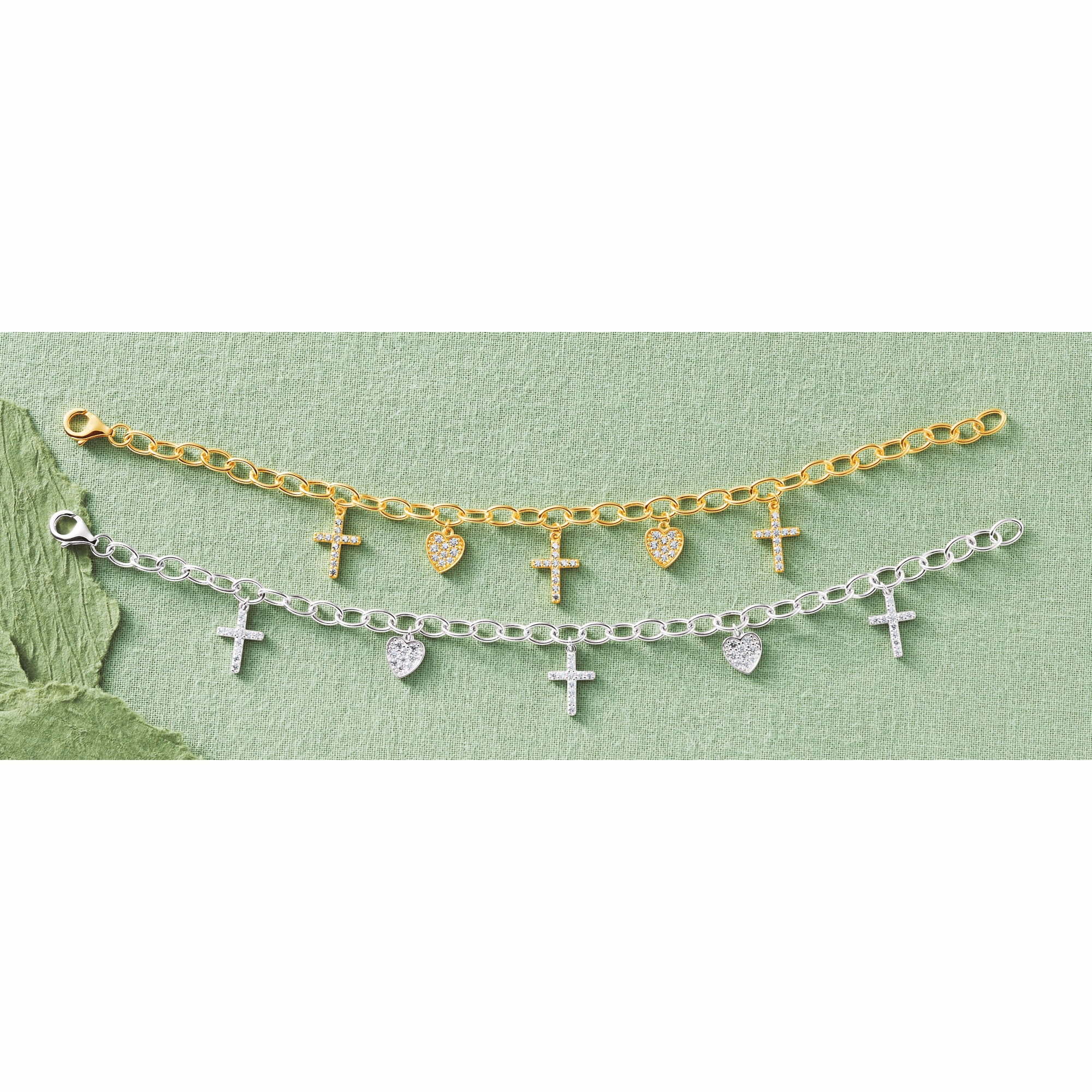 Heart/Cross Cubic Zirconia Bracelet