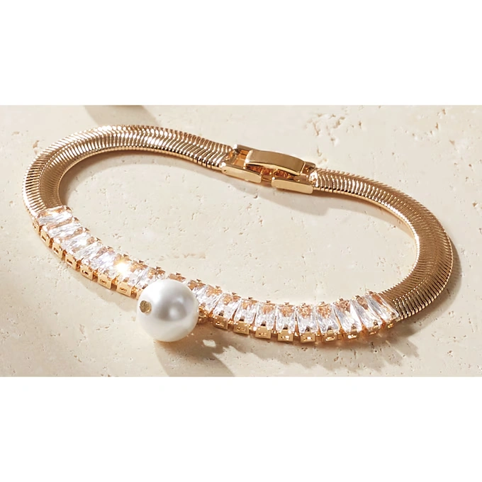 Crystal/Faux-Pearl Drop Bracelet 1 Crystal/Faux-Pearl Drop Bracelet
