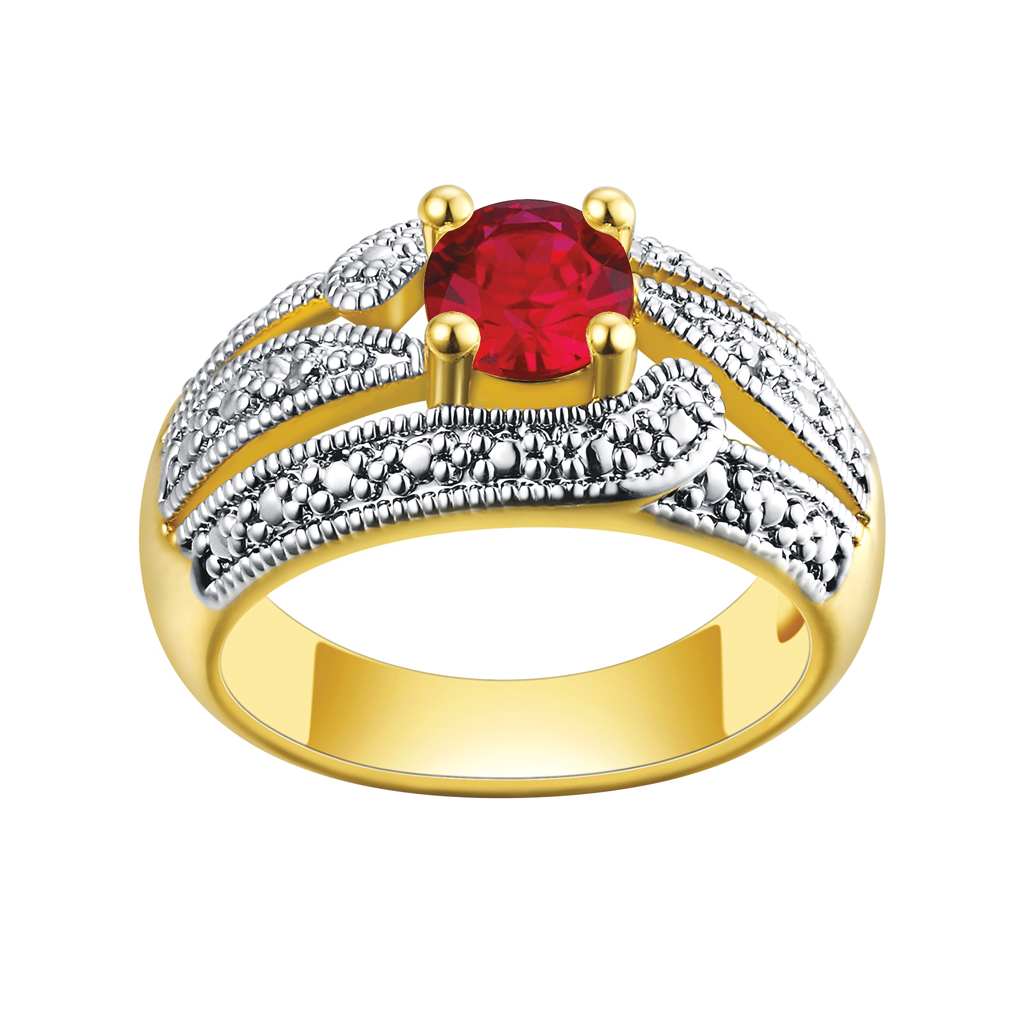 Gem & Diamond-Accented Two-Tone Ring 1 Gem & Diamond-Accented Two-Tone Ring