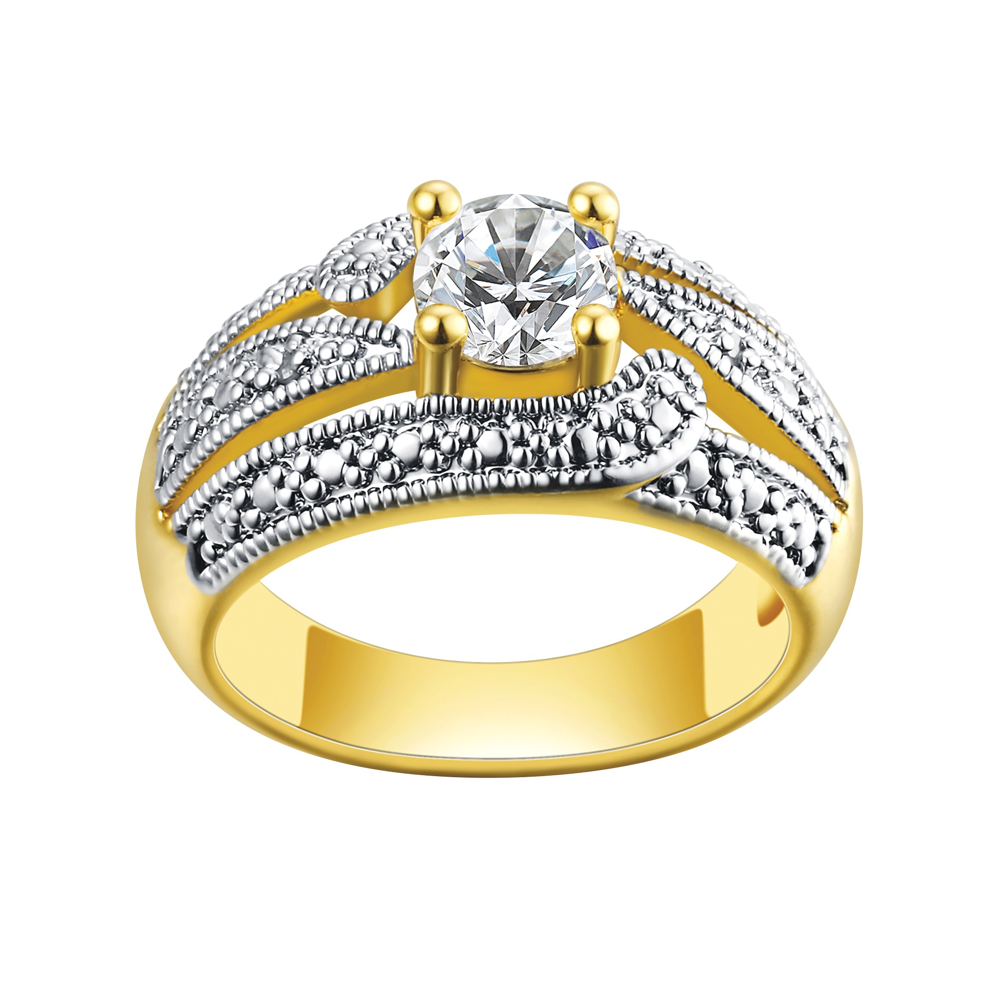 Gem & Diamond-Accented Two-Tone Ring 3 Gem & Diamond-Accented Two-Tone Ring