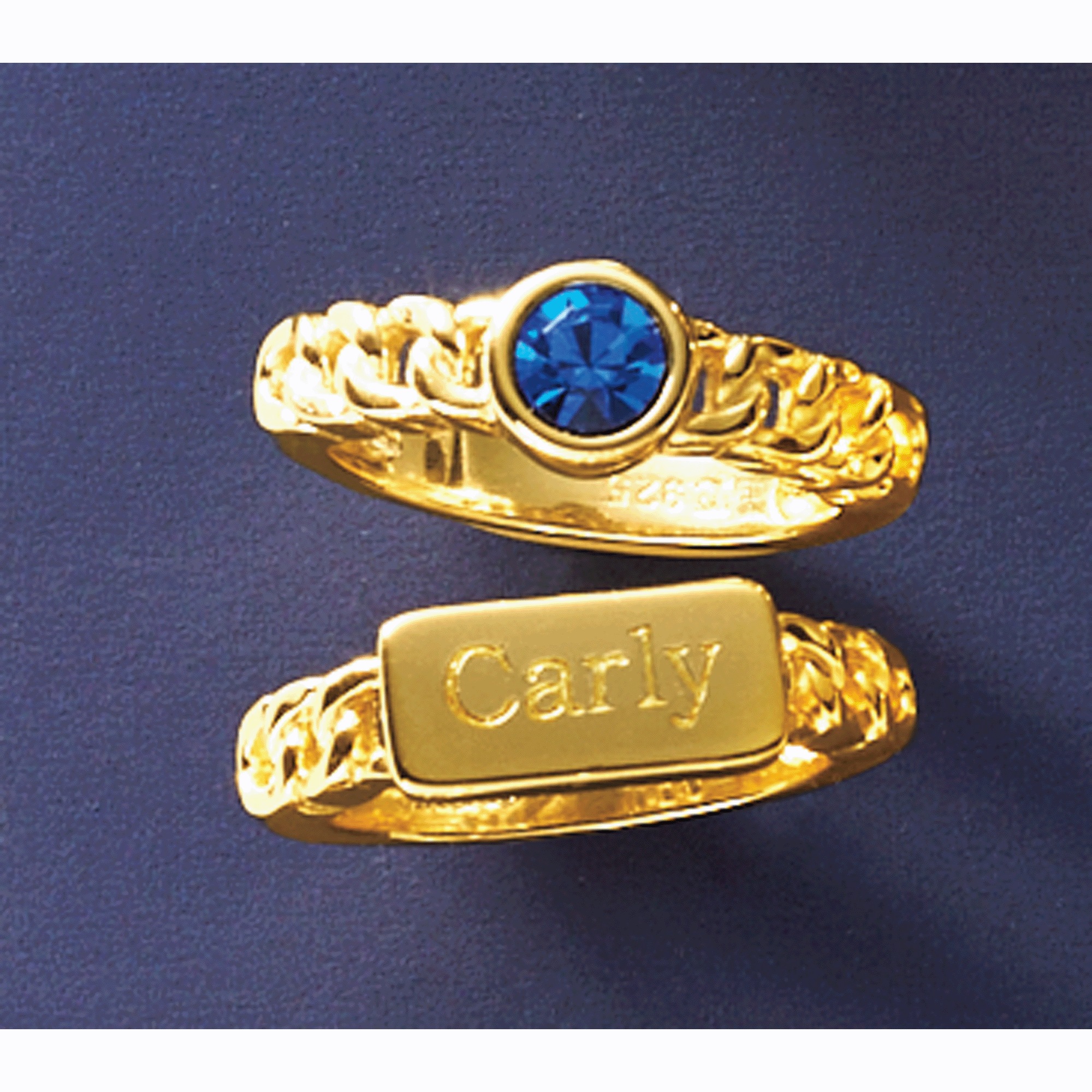 Personalized Name & Birthstone 2-Ring Set