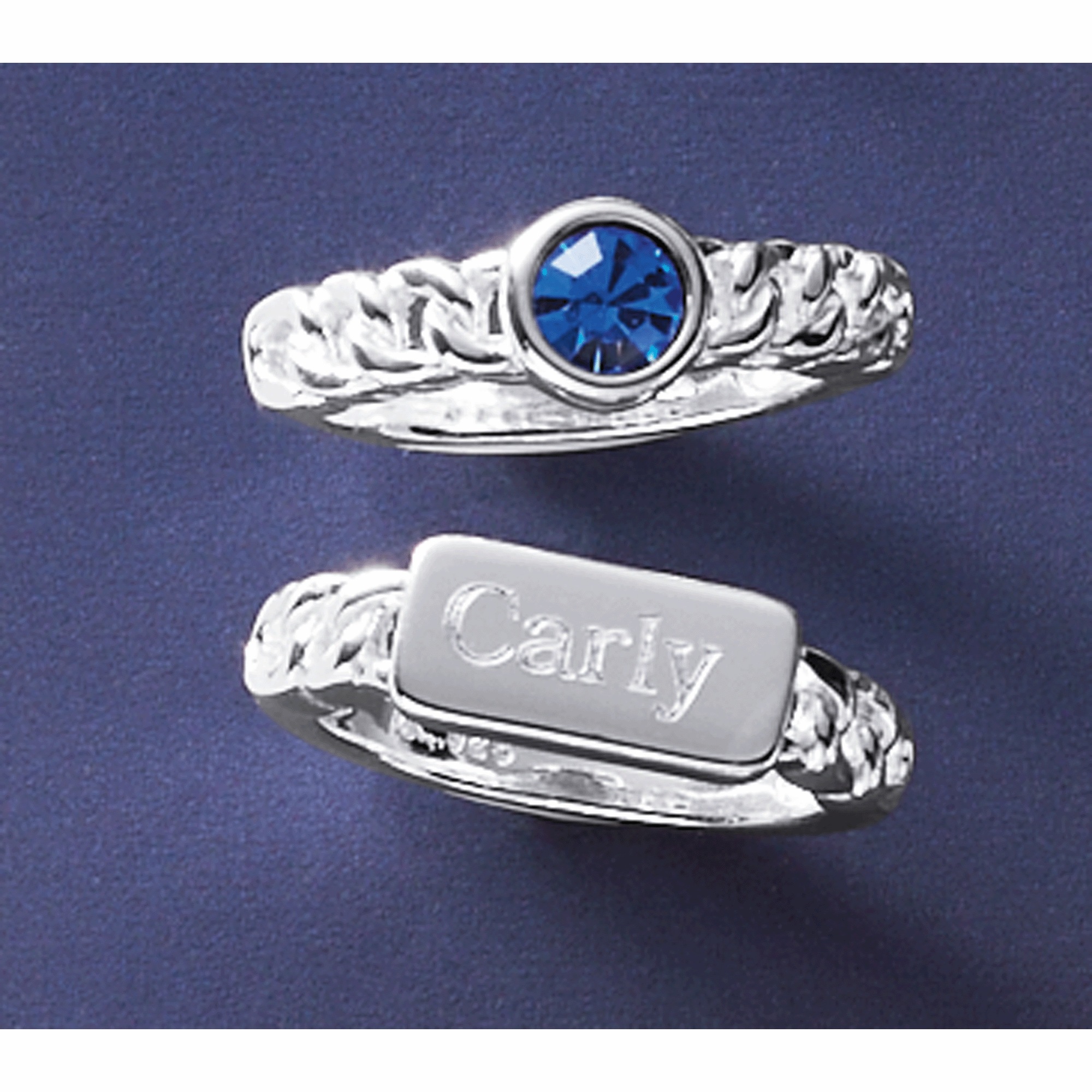 Personalized Name & Birthstone 2-Ring Set