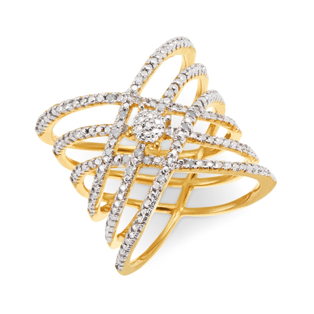 Diamond Cluster Open Crisscross Ring