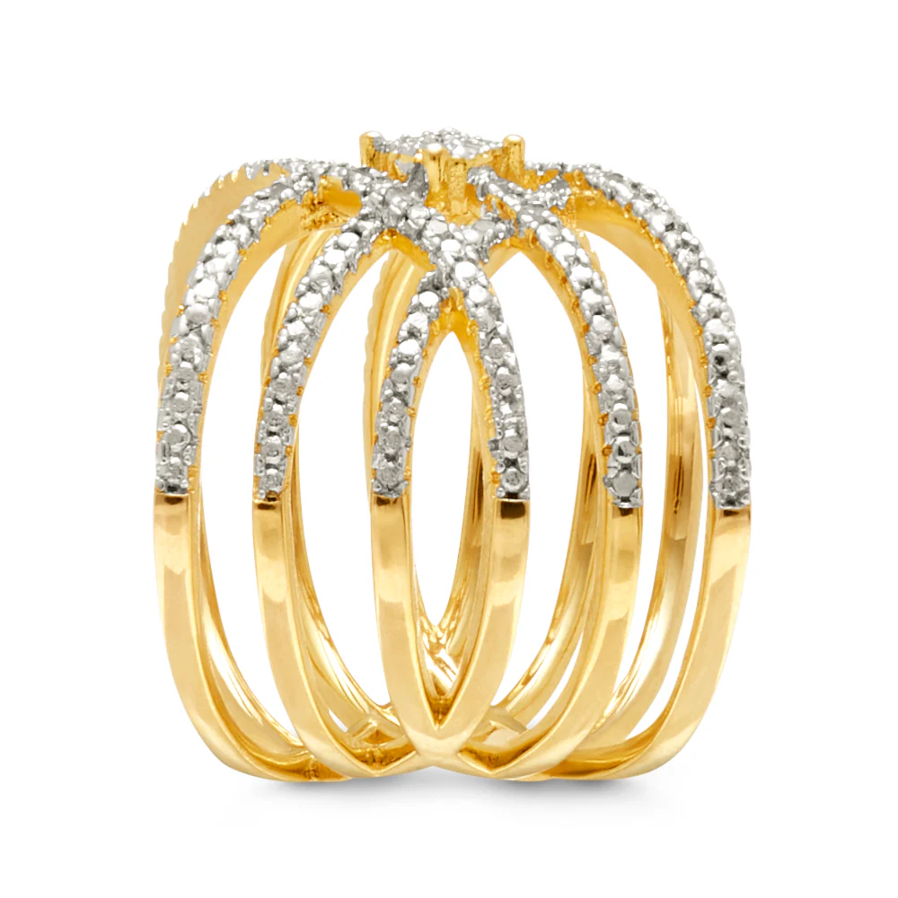Diamond Cluster Open Crisscross Ring
