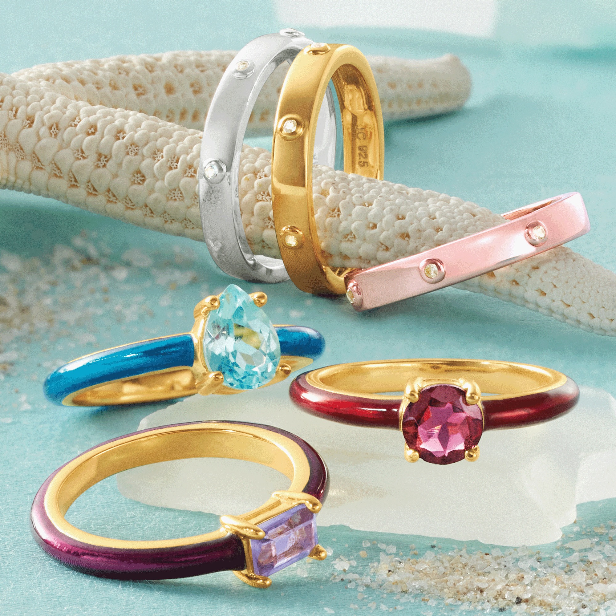 Gem 3-Stack Rings