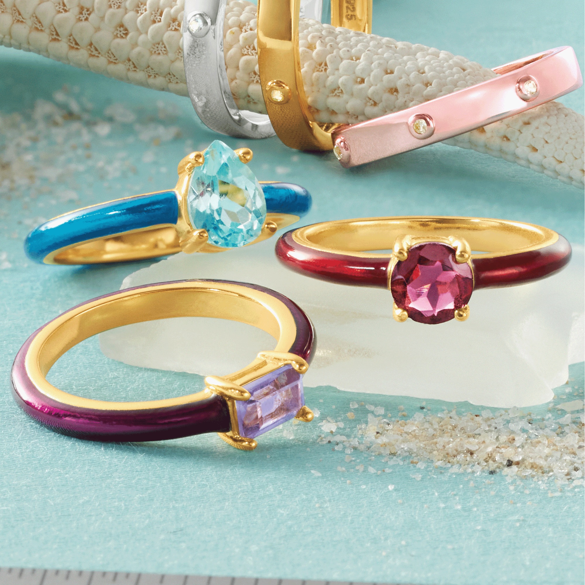Gem 3-Stack Rings