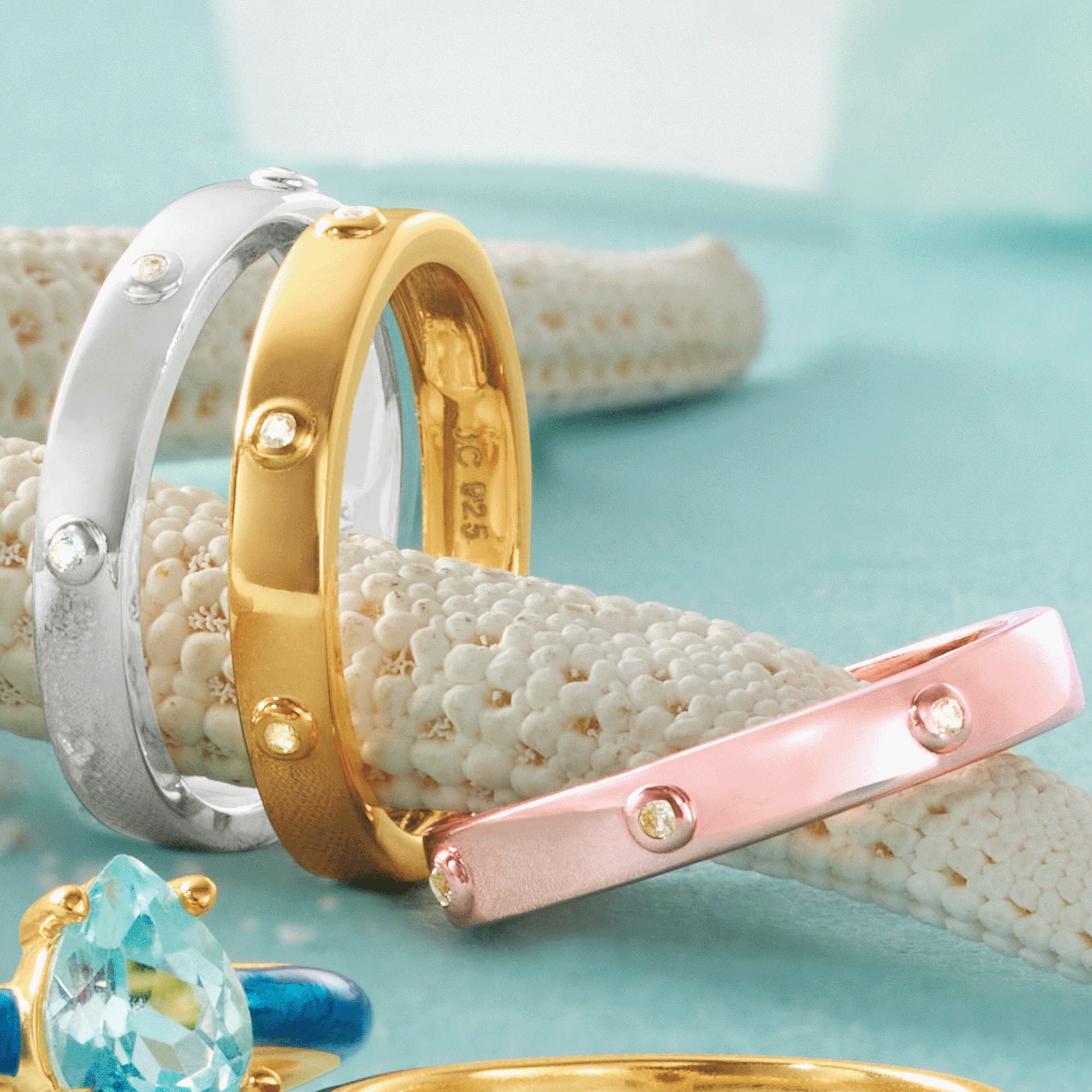Gem 3-Stack Rings