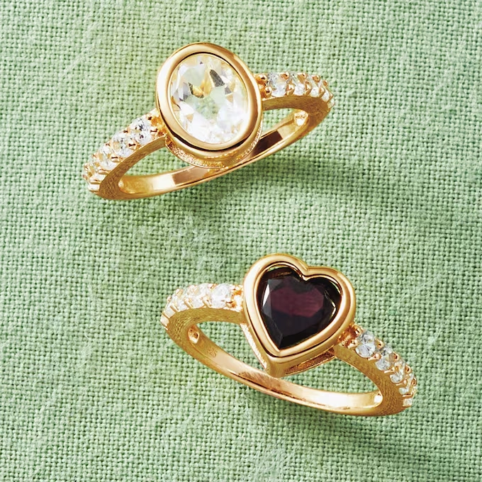 Garnet & White Topaz 2-pc. Ring Set