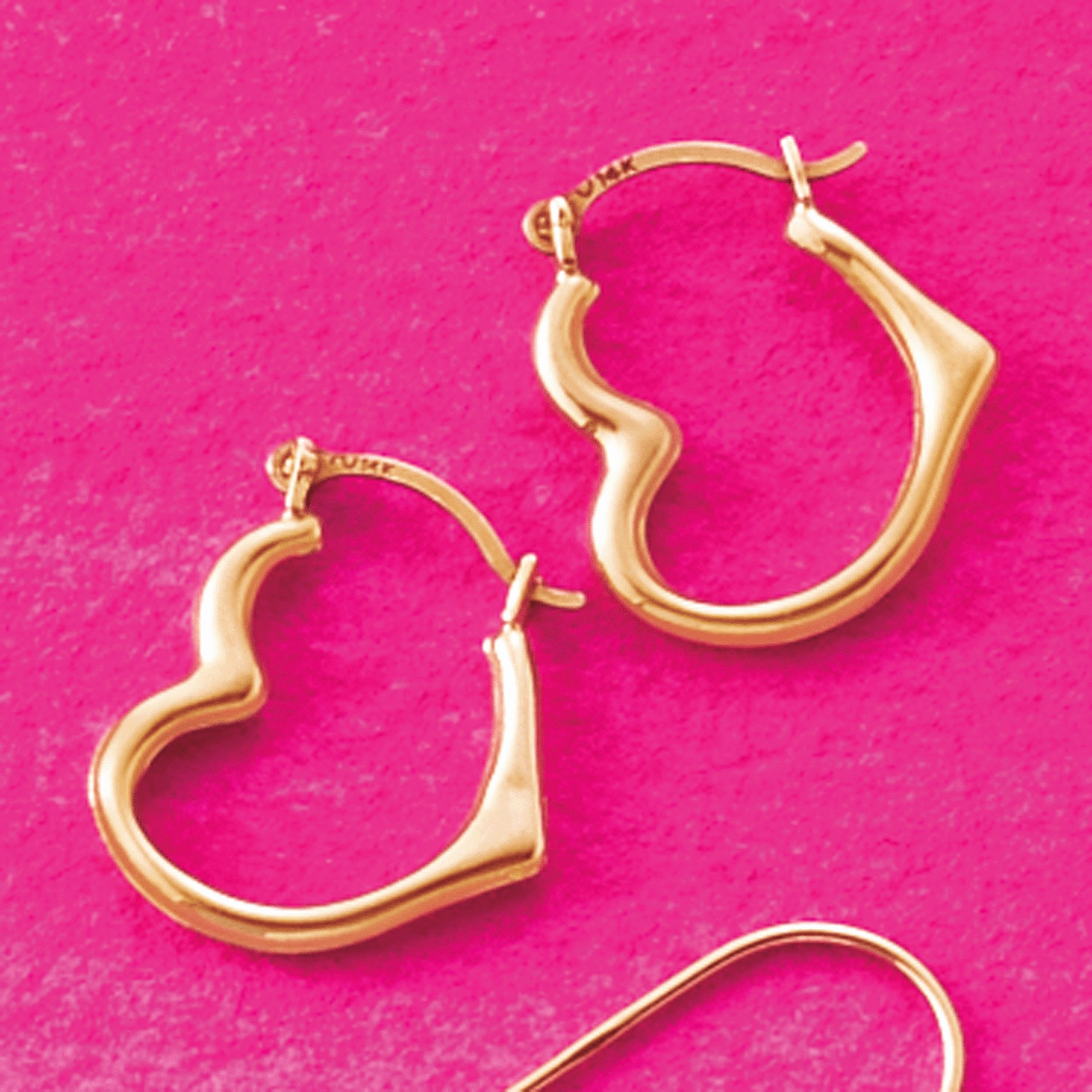 10K Gold Heart Petit Hoops