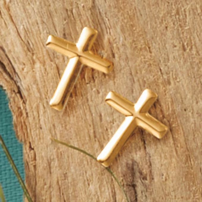 14K Gold Cross Post Earrings