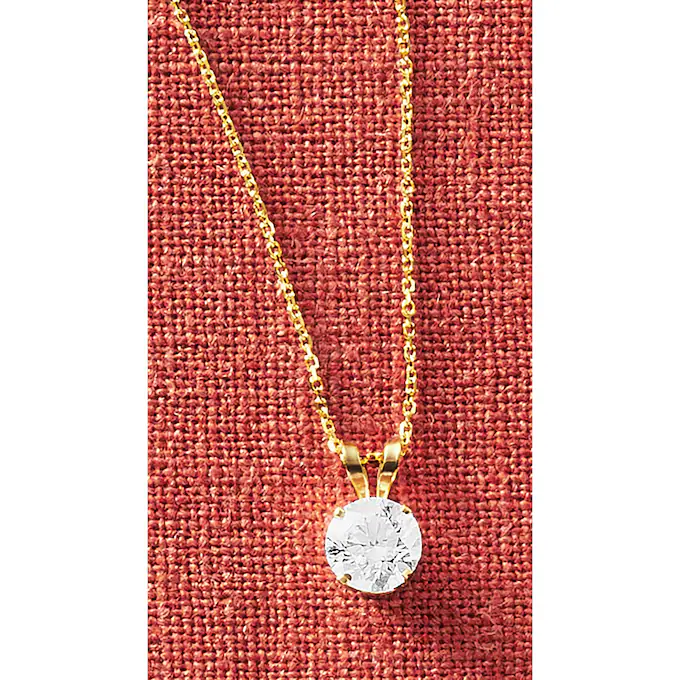 Lab-Diamond/14K Gold Solitaire Pendant 1 Lab-Diamond/14K Gold Solitaire Pendant