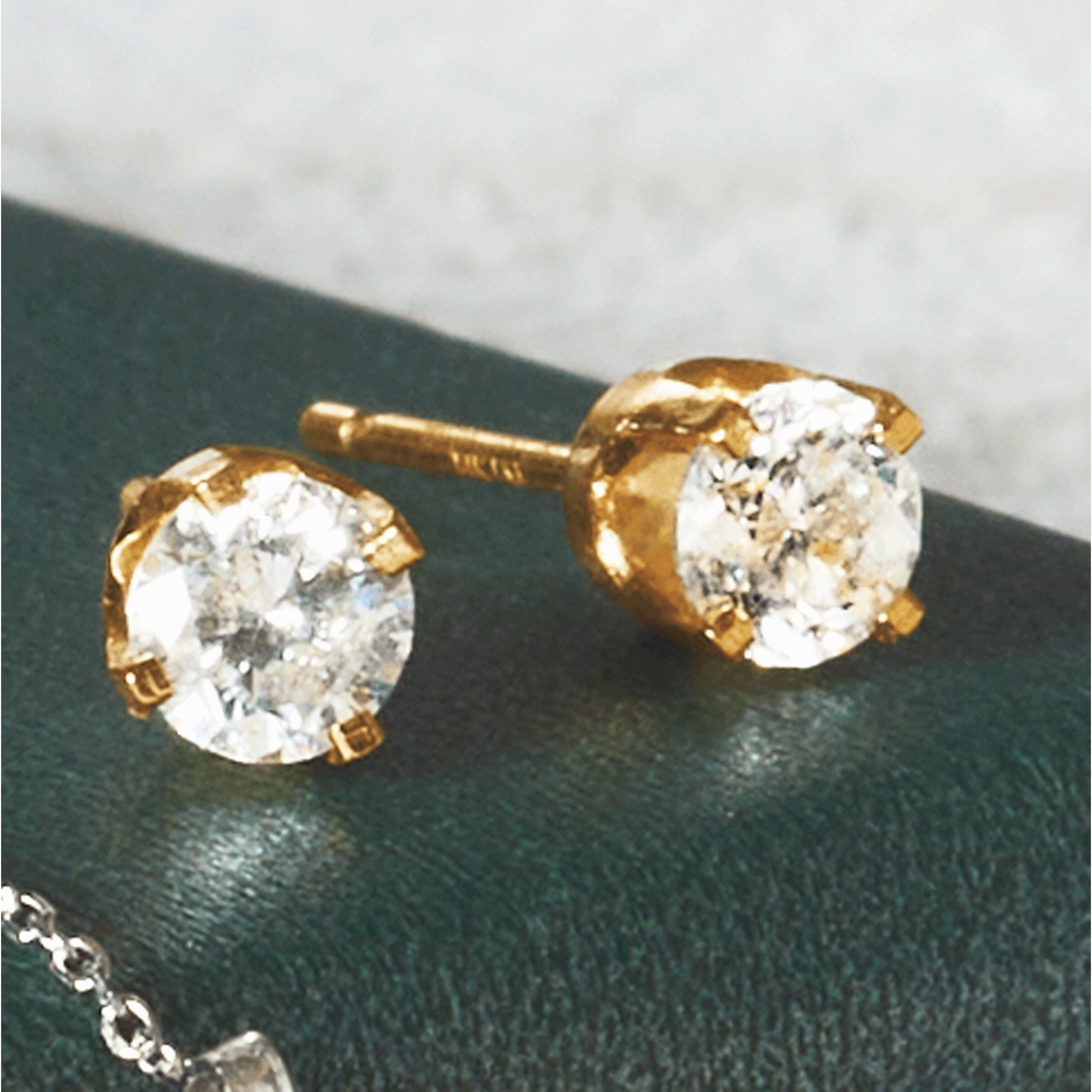 Lab-Diamond/14K Gold Solitaire Post Earrings