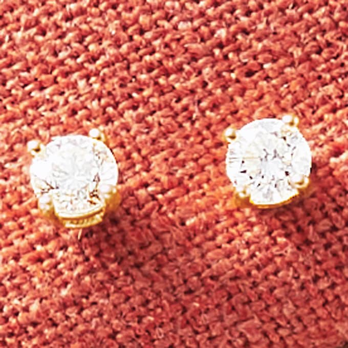Lab-Diamond Solitaire Post Earrings