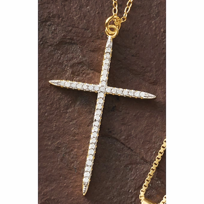 Diamond-Accented Cross Pendant