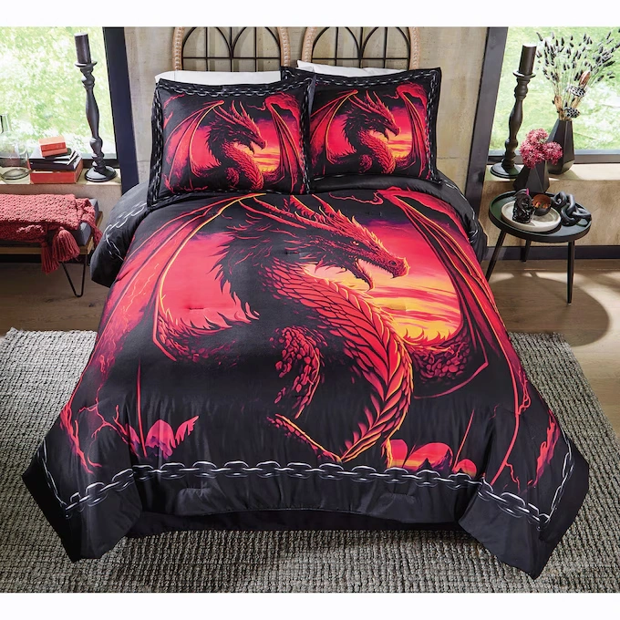Red Rage Dragon Comforter Set