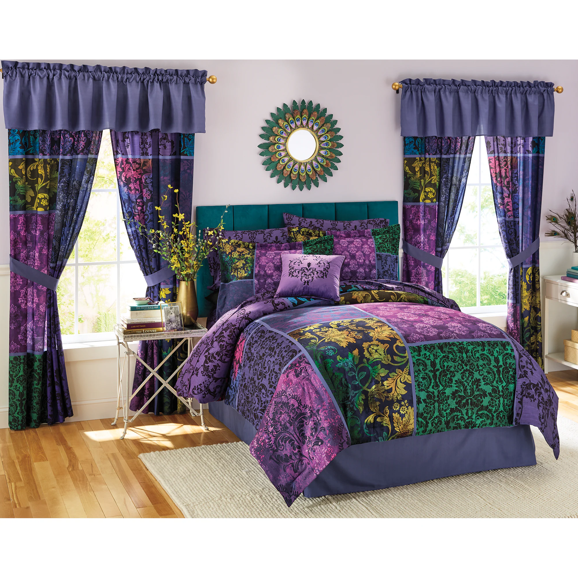 Lenore Complete Bed Set, Decorative Pillow and Window Treatments