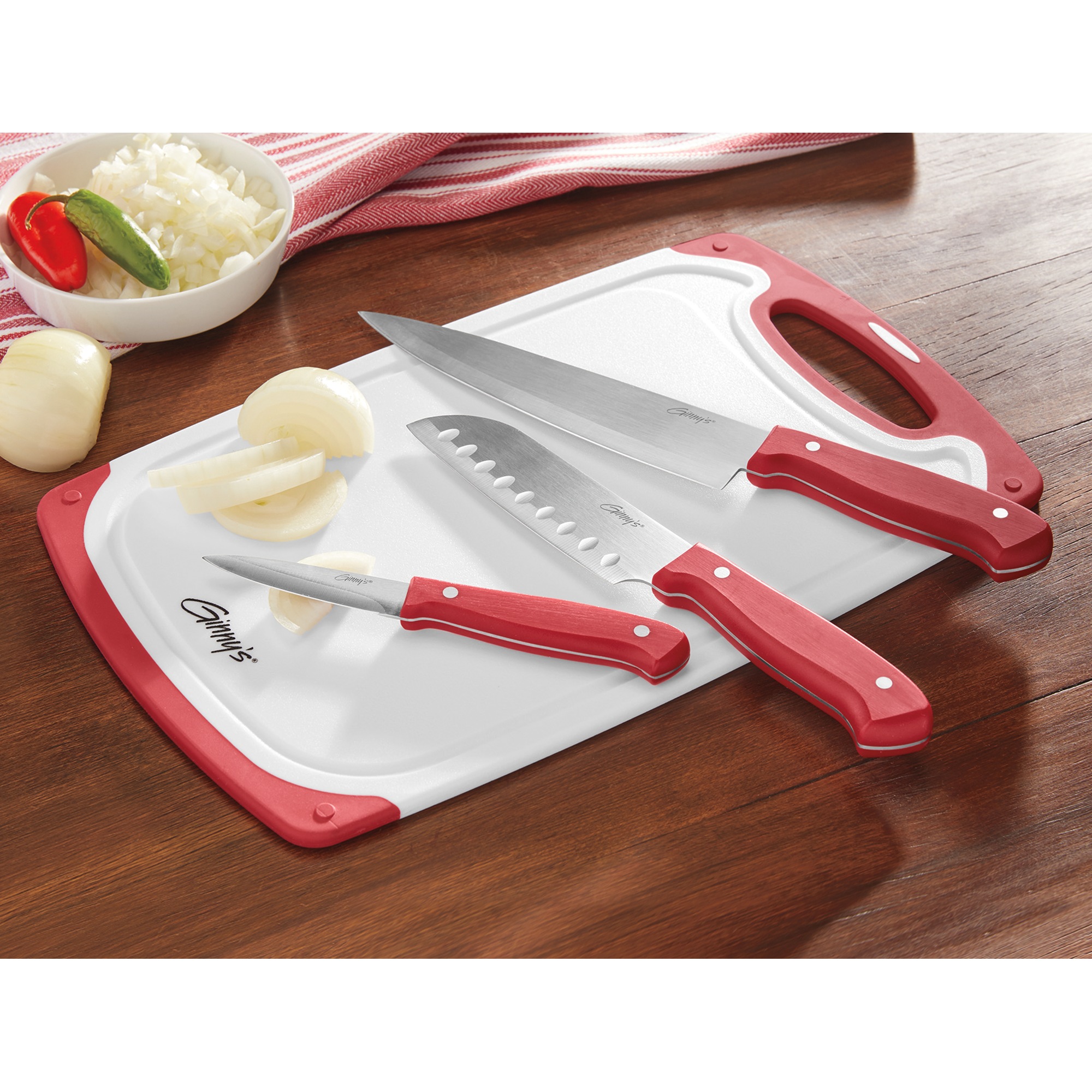 Ginny's 3-Piece Knife Set with Cutting Board