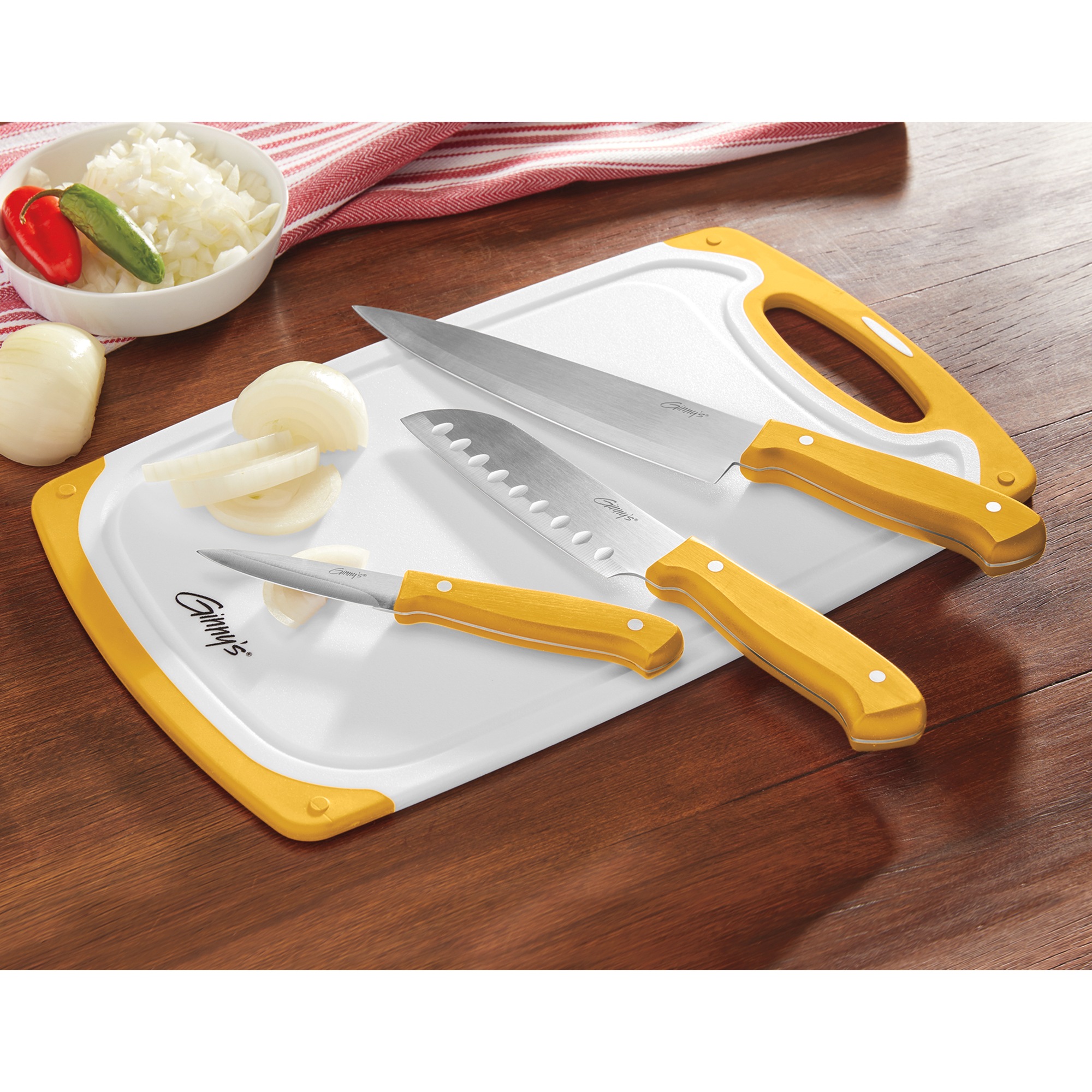 Ginny's 3-Piece Knife Set with Cutting Board