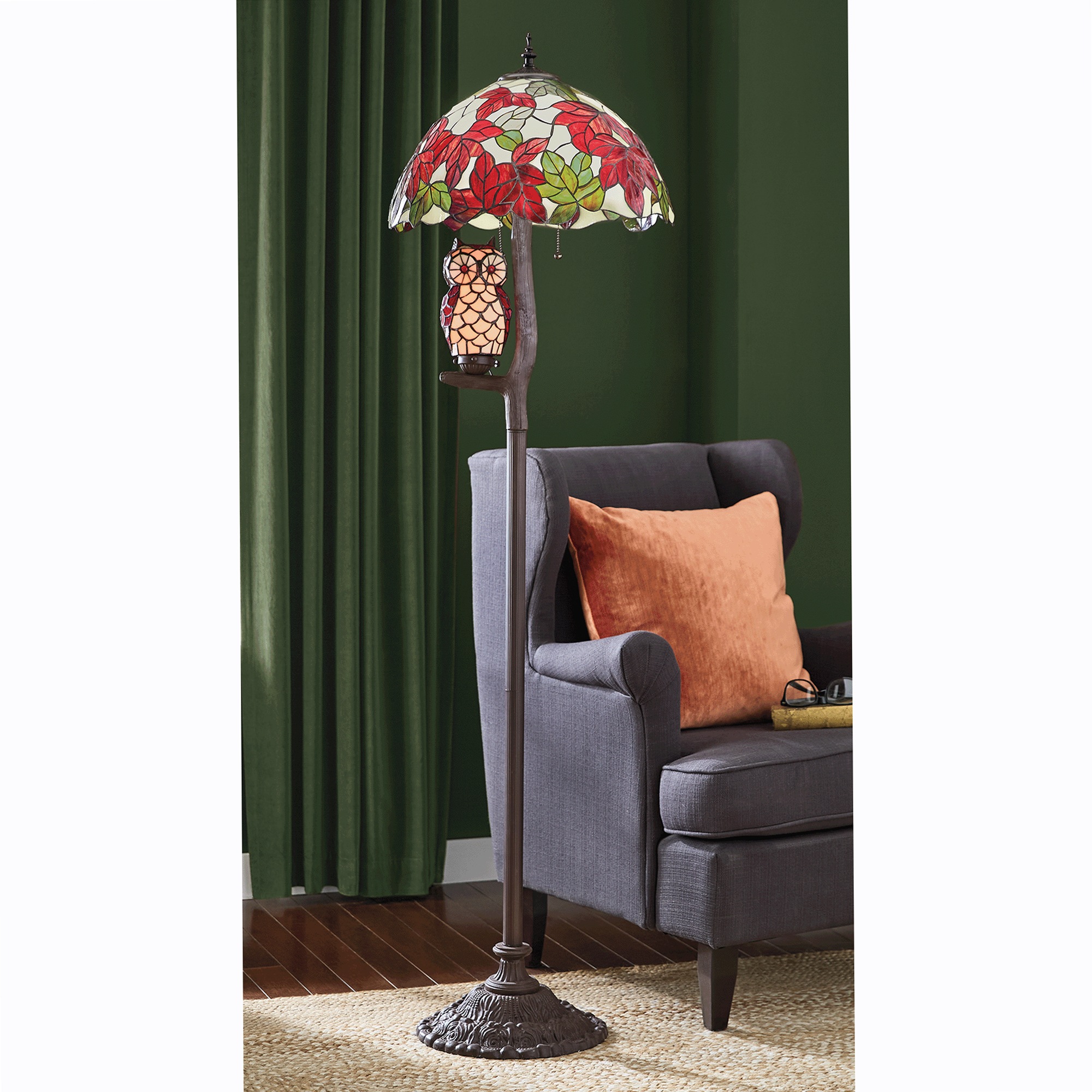 Stained Glass Owl Floor Lamp