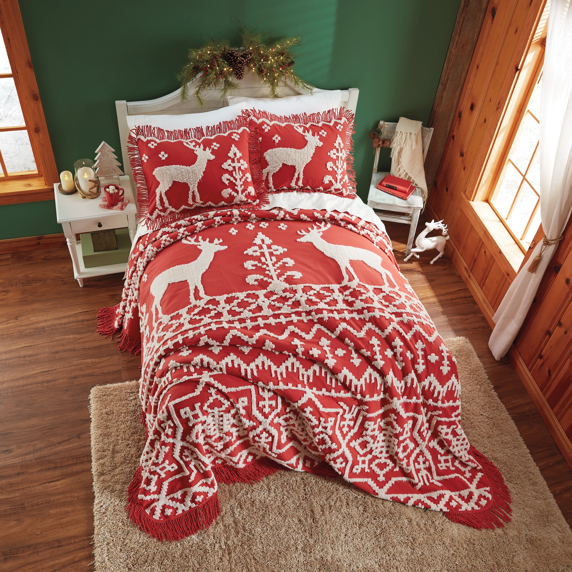 Fair Isle Chenille Bedspread and Sham