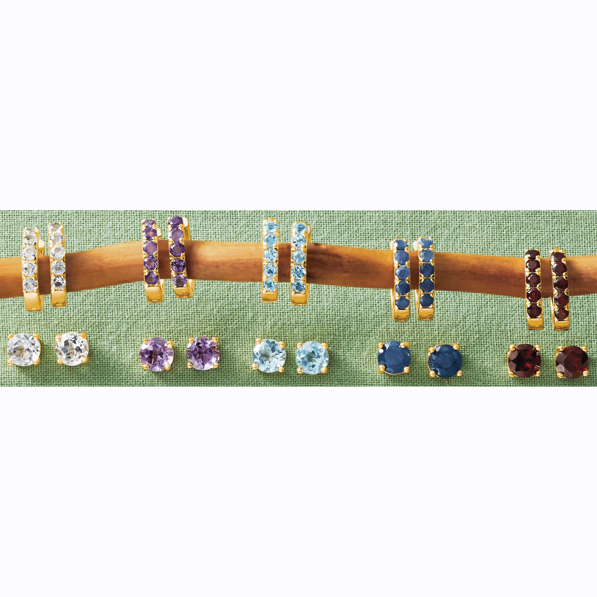 Gemstone 2-Pair Hoop & Post Set 1 Gemstone 2-Pair Hoop & Post Set