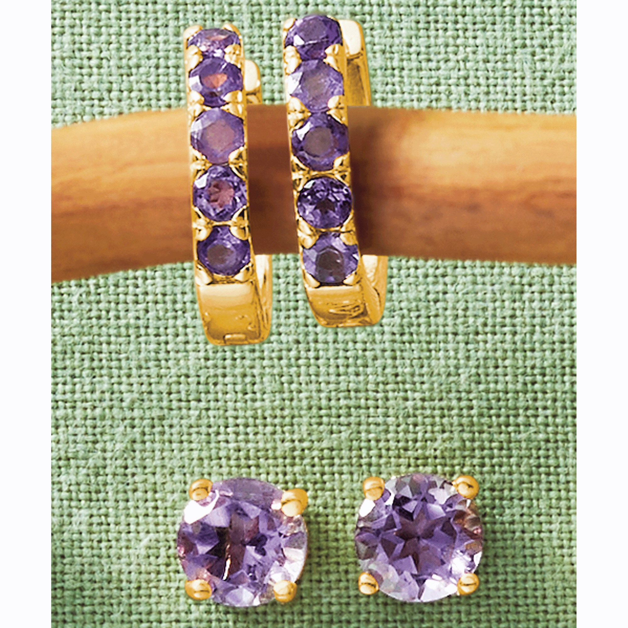 Gemstone 2-Pair Hoop & Post Set 2 Gemstone 2-Pair Hoop & Post Set