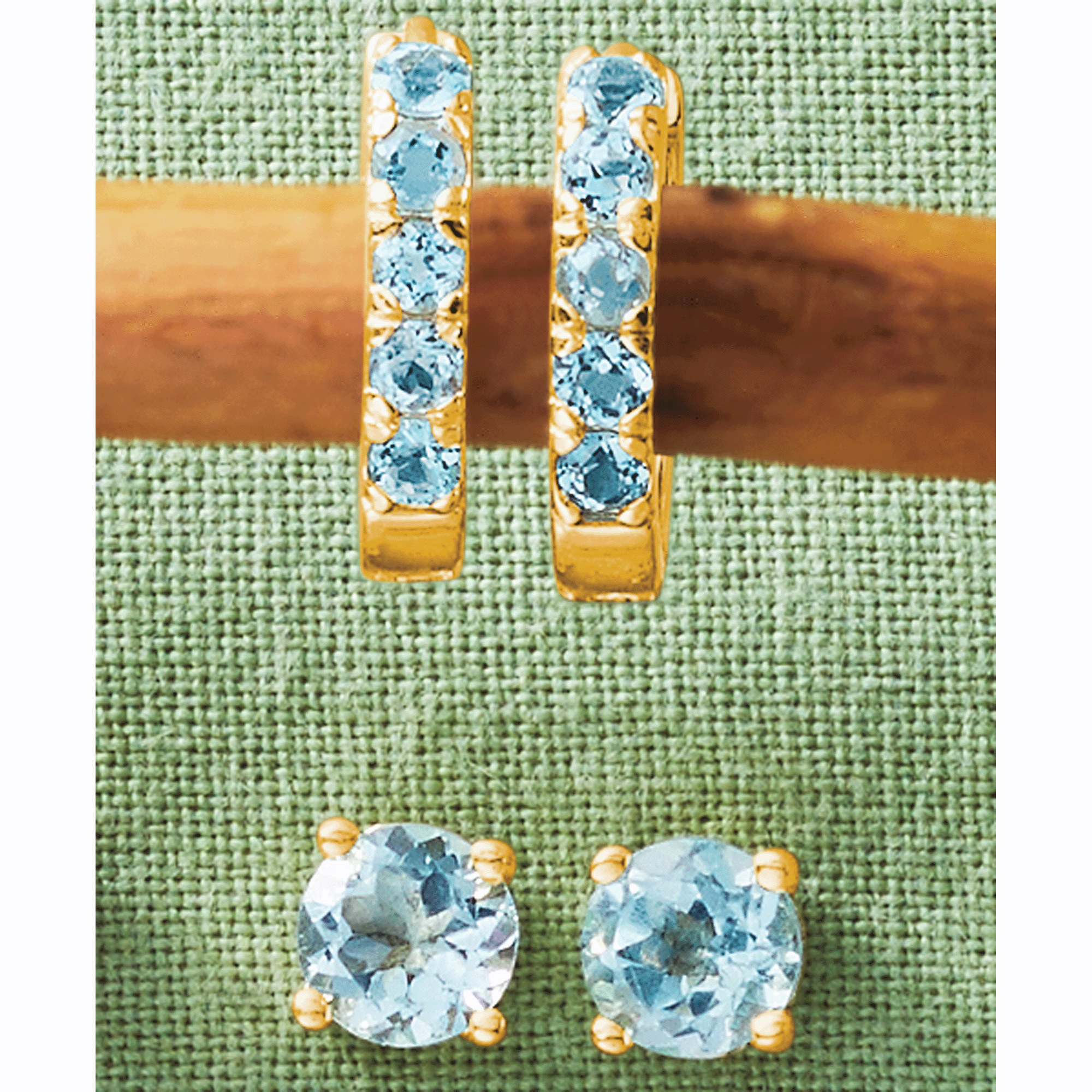 Gemstone 2-Pair Hoop & Post Set 3 Gemstone 2-Pair Hoop & Post Set