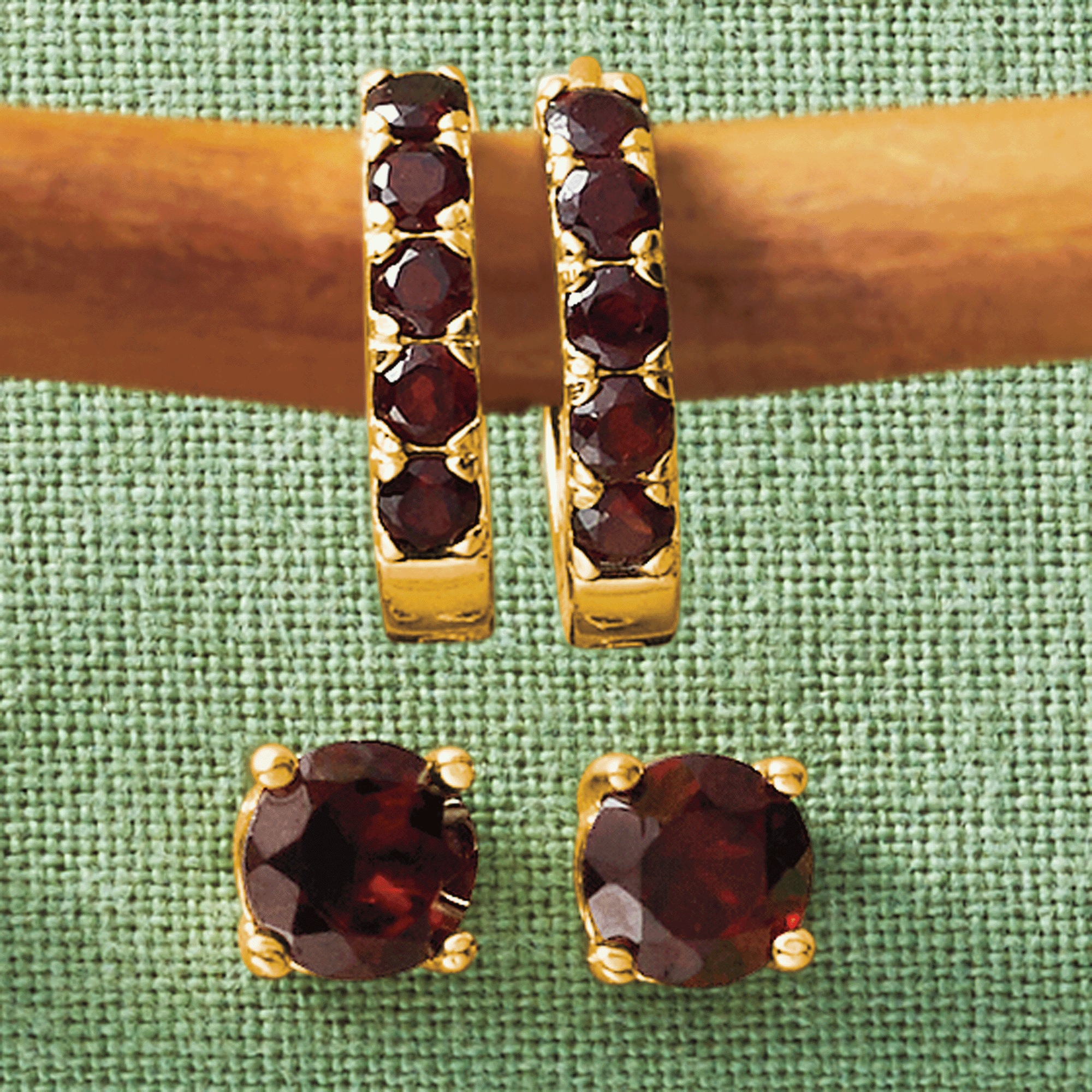 Gemstone 2-Pair Hoop & Post Set 4 Gemstone 2-Pair Hoop & Post Set