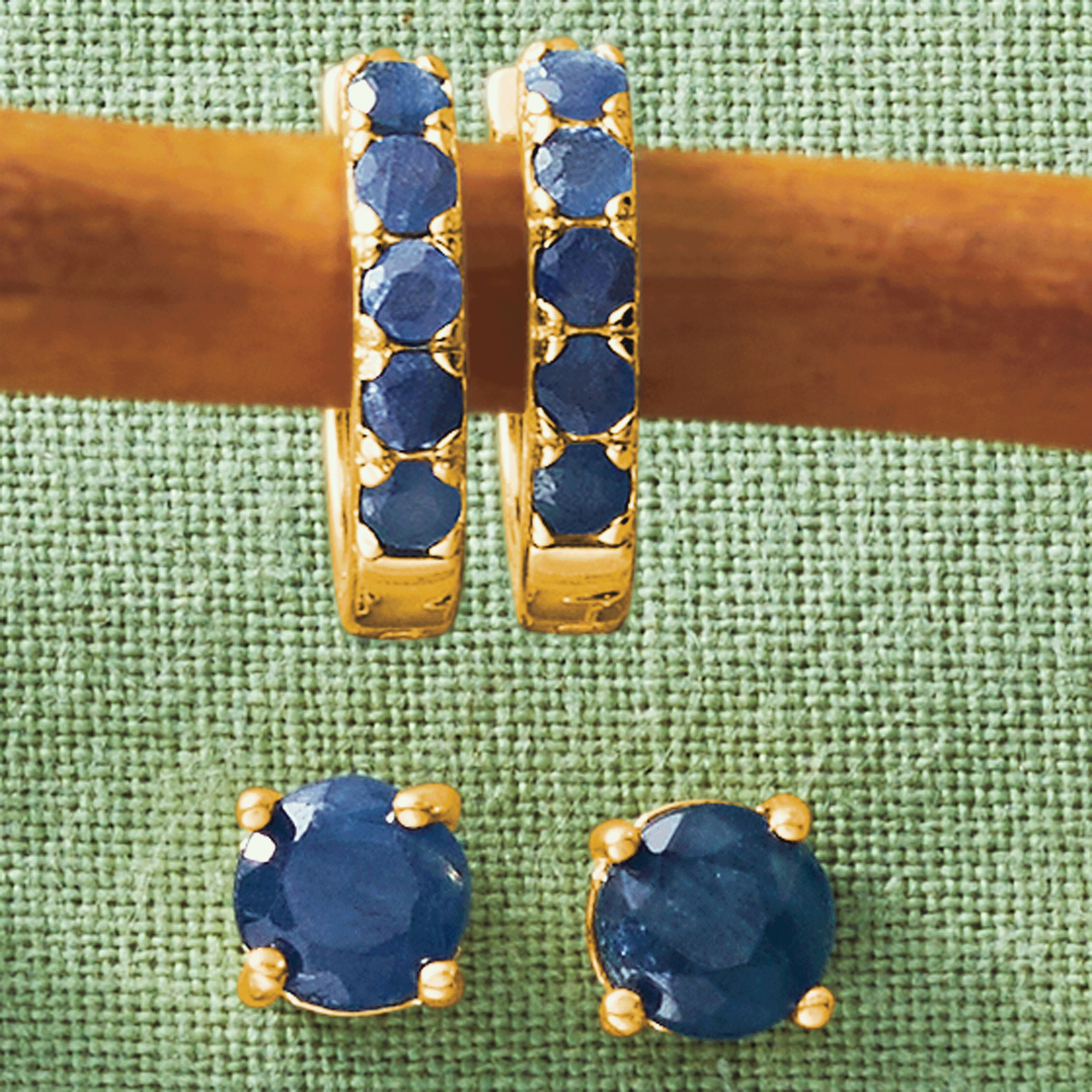 Gemstone 2-Pair Hoop & Post Set 5 Gemstone 2-Pair Hoop & Post Set