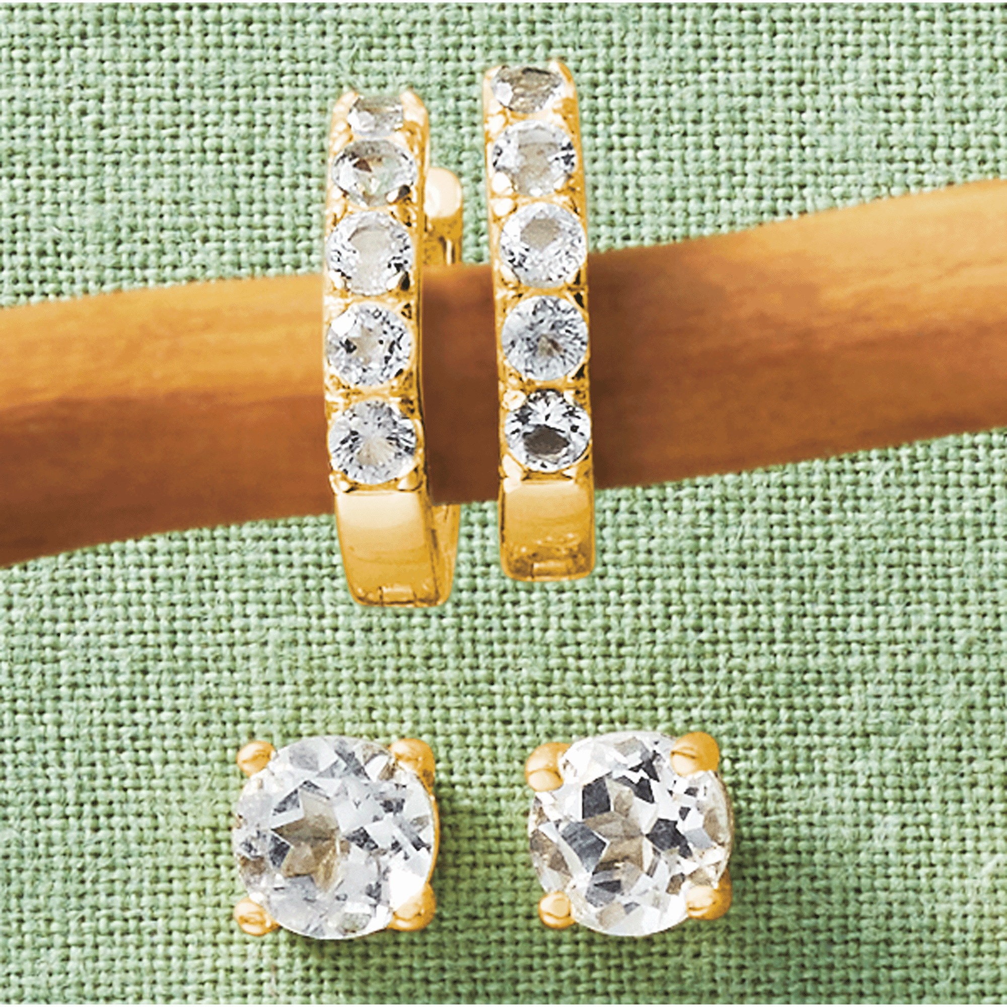 Gemstone 2-Pair Hoop & Post Set 6 Gemstone 2-Pair Hoop & Post Set