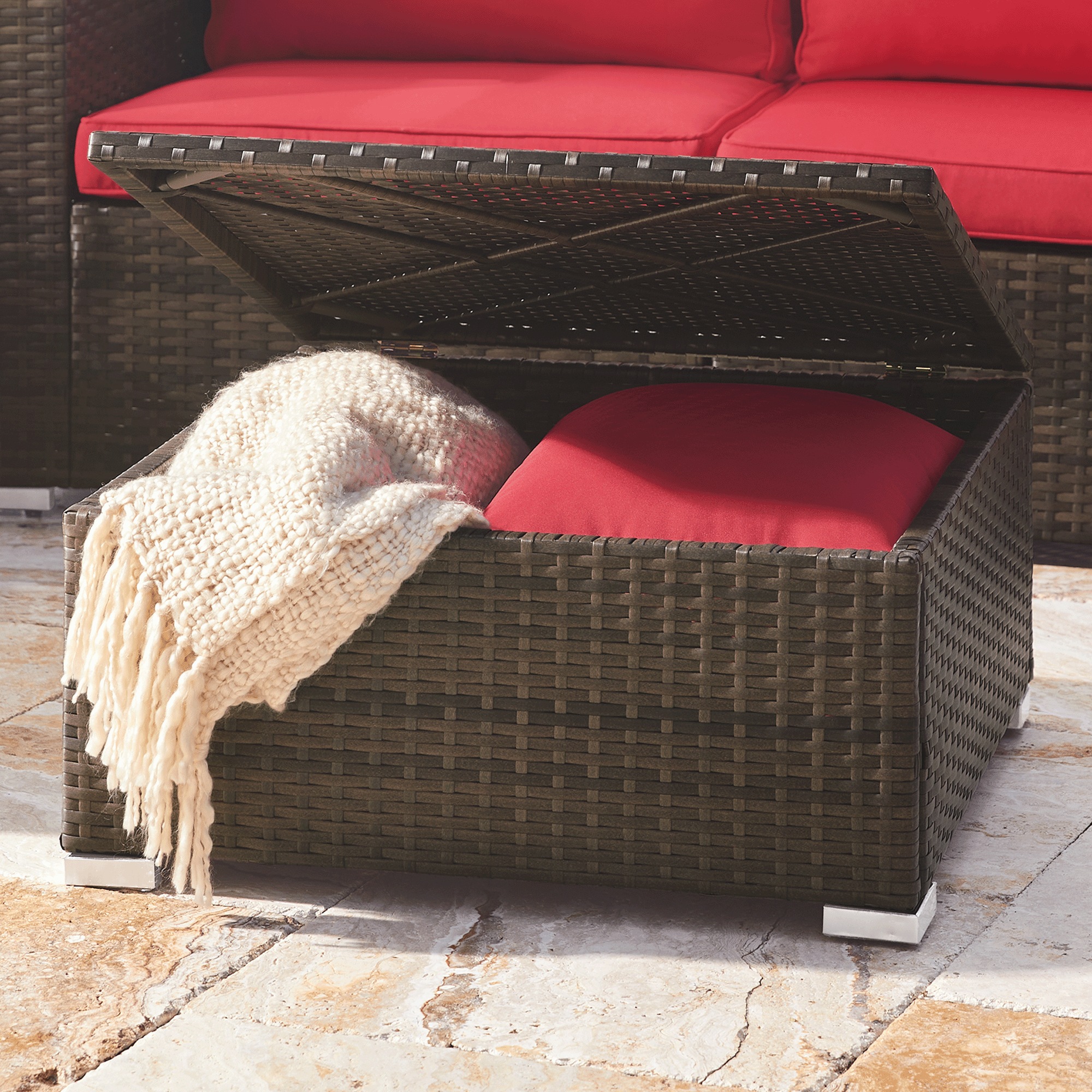 Wicker Storage Ottoman