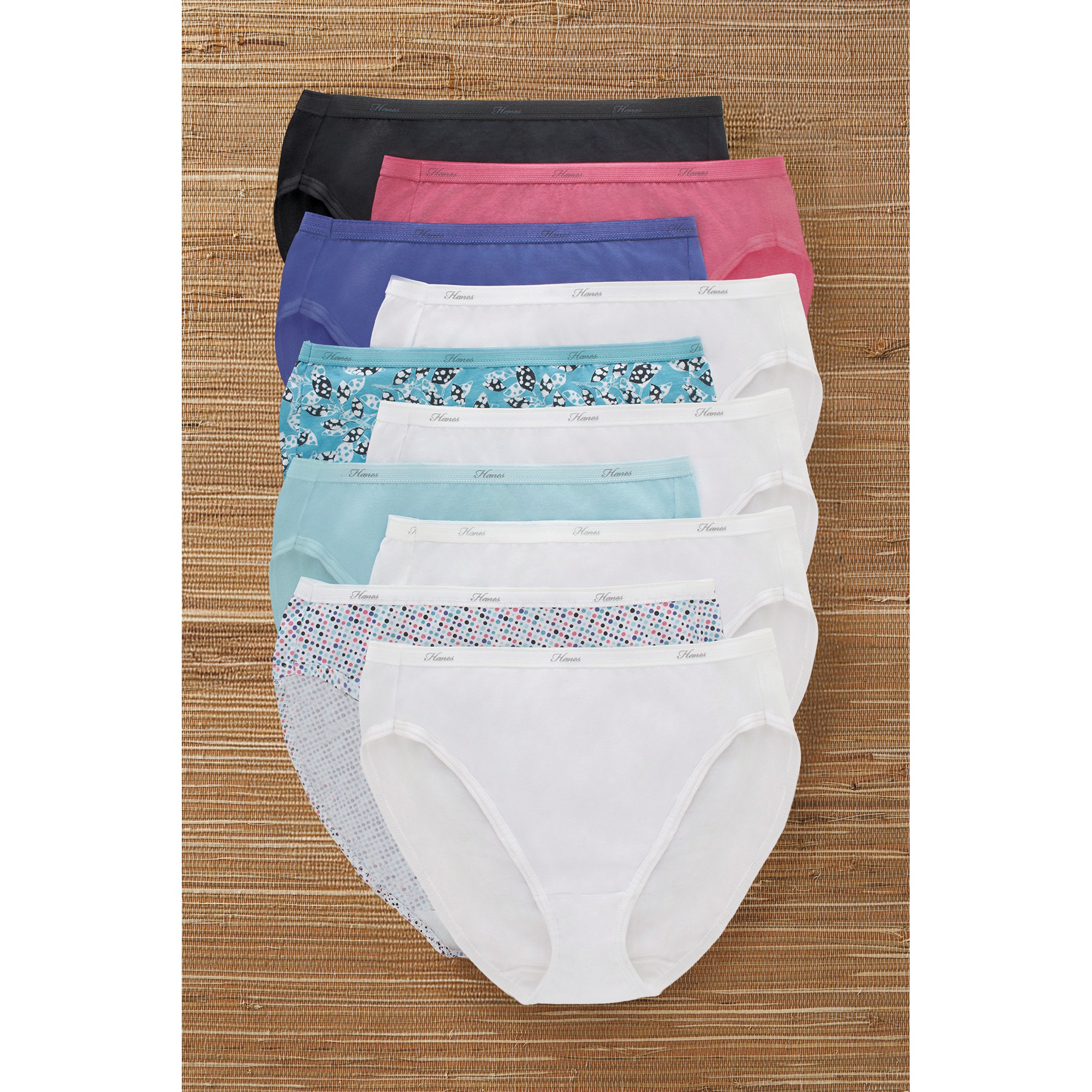 Hanes 10-Pack Hi-Cut Cotton Panty