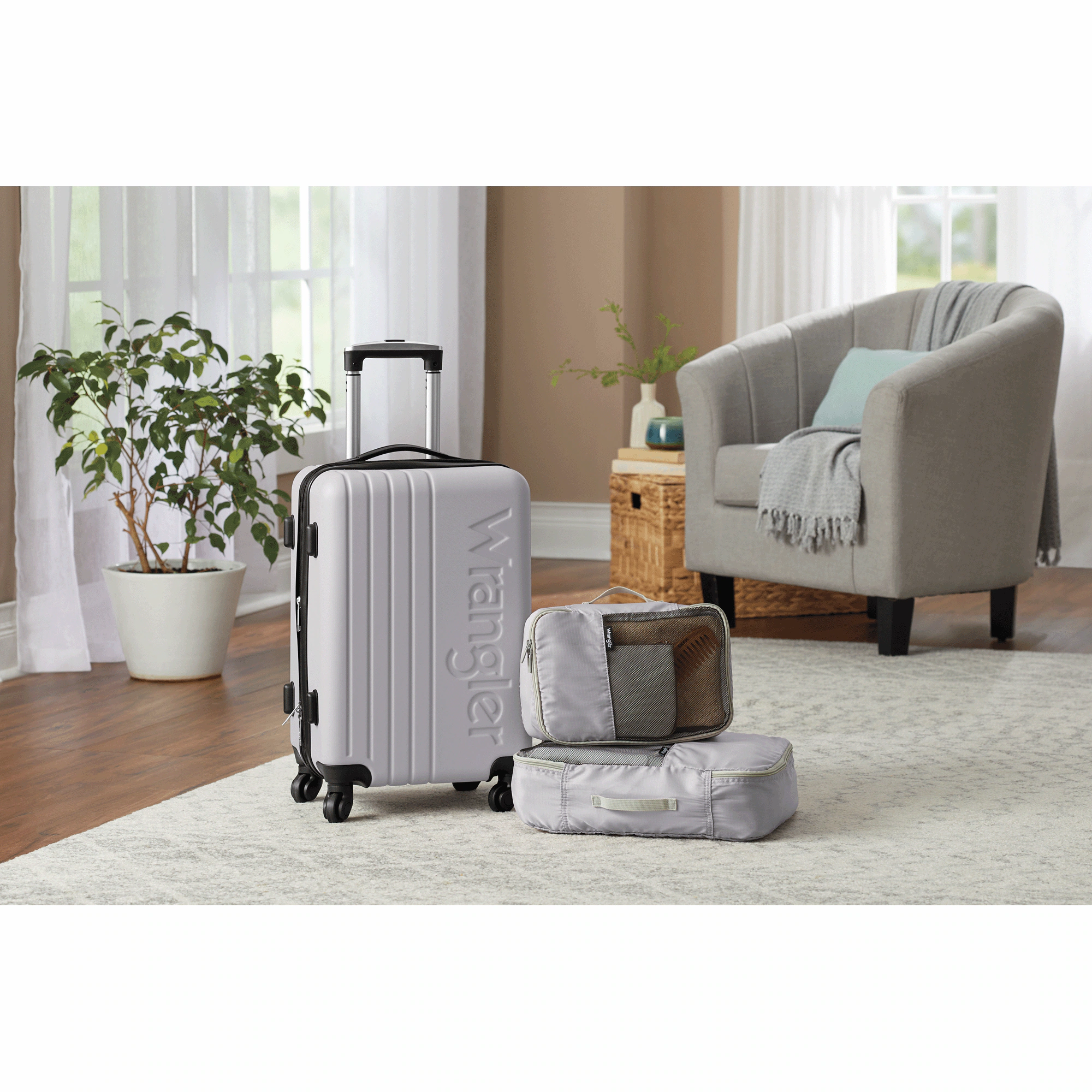 Wrangler 3-Piece Luggage and Packing Cubes Set
