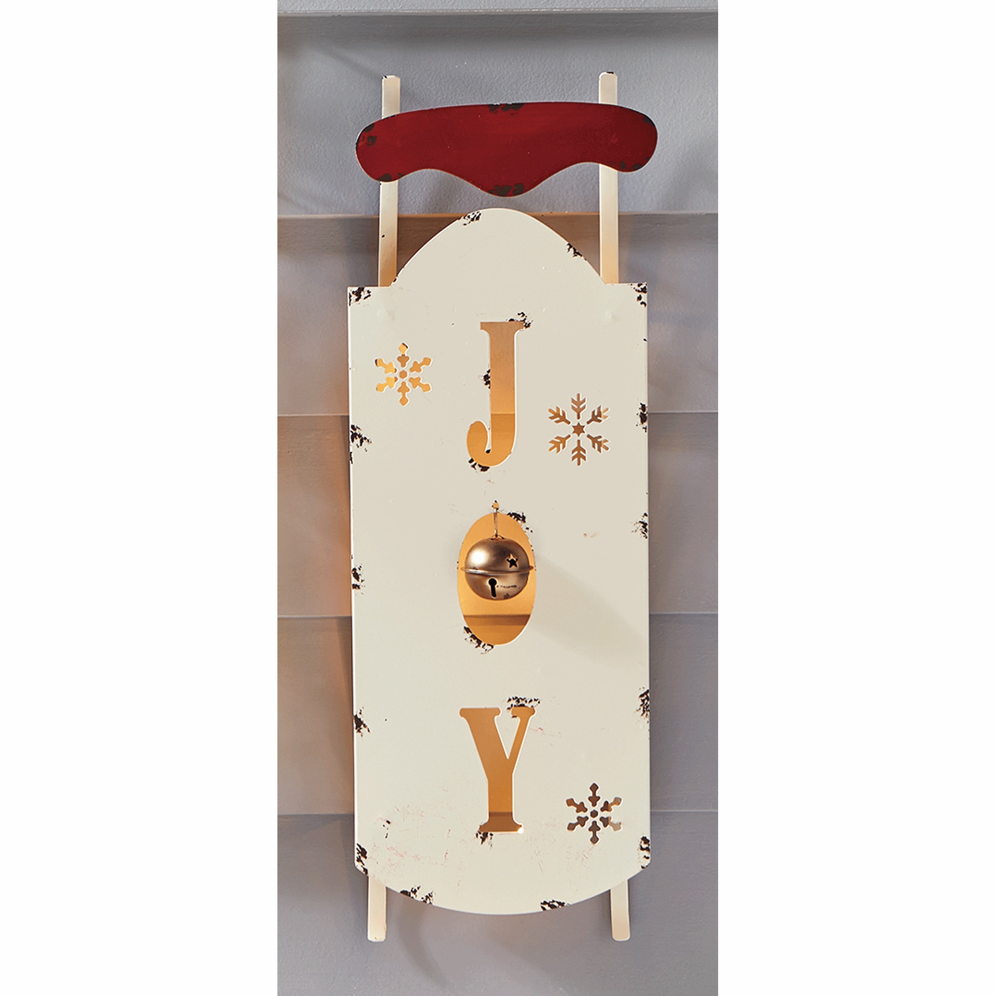 Joy or Noel Lit Sled Porch Sign