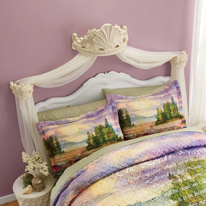 Floral Bed Crown with Tiebacks